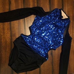 Sequin Leotard - Child Large blue/black